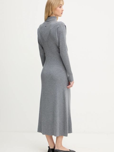 BOSS sukienka wełniana kolor szary maxi rozkloszowana 50548520 - zdjęcie produktu nr 2