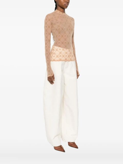 Marine Serre Moon-pattern mesh top - Neutrals