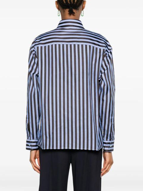 ETRO Pegaso-embroidered striped shirt - Blue