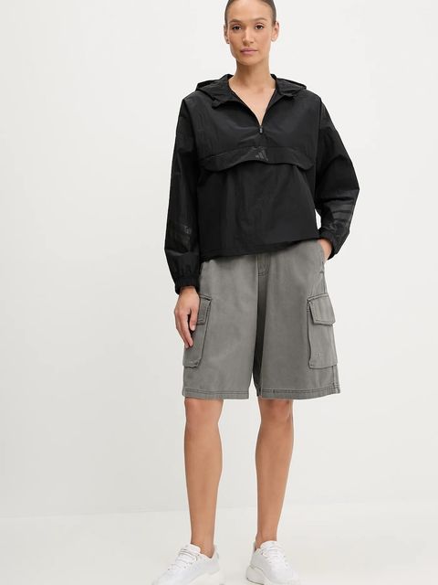 adidas Originals szorty jeansowe Cargo Jorts damskie kolor szary gładkie high waist JD0139 - zdjęcie produktu nr 2