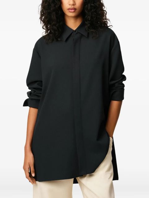 AMI Paris wool side-slit oversized shirt - Black