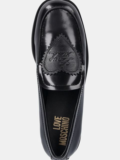 Love Moschino mokasyny skórzane damskie kolor czarny na płaskim obcasie JA10232G1NJD200A