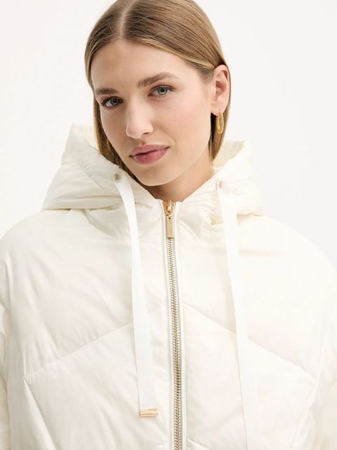 Twinset kurtka puchowa kolor beżowy zimowa oversize 252TT2060