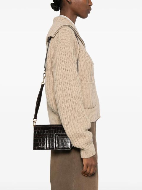TOTEME T-Flap crocodile-embossed mini bag - Brown