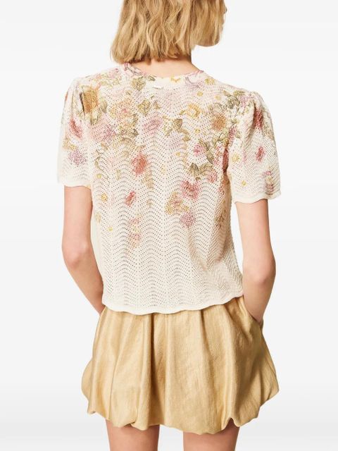 TWINSET floral-pattern knitted top - Neutrals