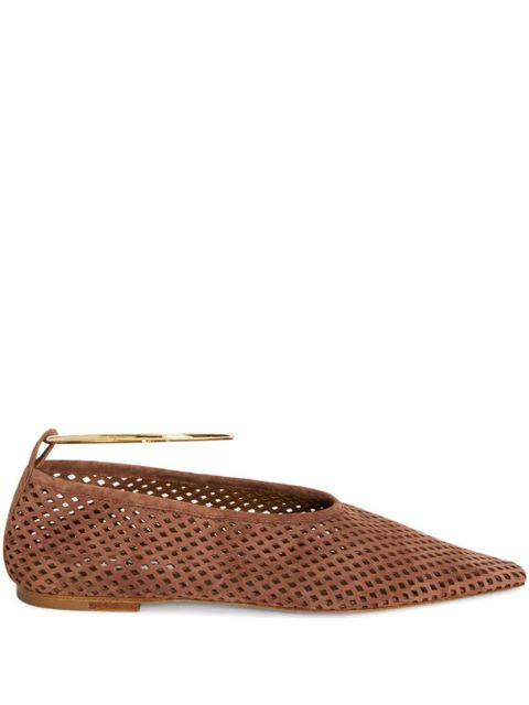 Jil Sander perforated-design pointed-toe ballerina - Brown - zdjęcie produktu nr 1