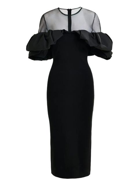 Essentiel Antwerp Isatis ruffled tulle midi dress - Black - zdjęcie produktu nr 1