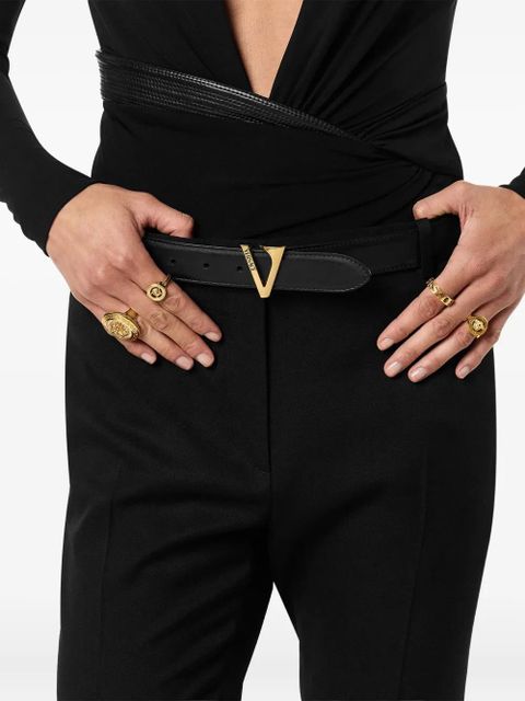 Versace V-buckle leather belt - Black - zdjęcie produktu nr 2