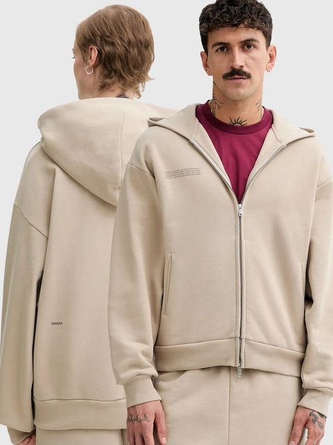 Pangaia bluza bawełniana kolor beżowy z kapturem gładka 10002675 - zdjęcie produktu nr 1