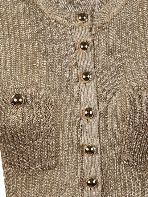 Self-Portrait ribbed-knit midi dress - Gold