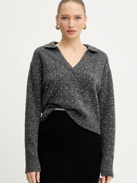 Pinko sweter z dodatkiem wełny kolor szary 105684 A2U4 - zdjęcie produktu nr 1