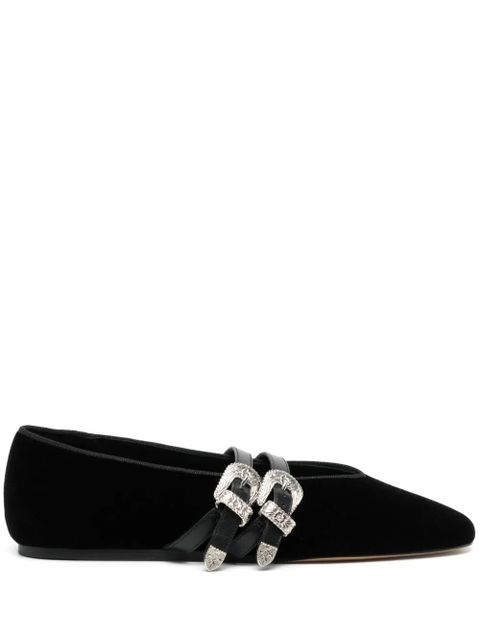 Le Monde Beryl Claudia belted velvet slippers - Black - zdjęcie produktu nr 1