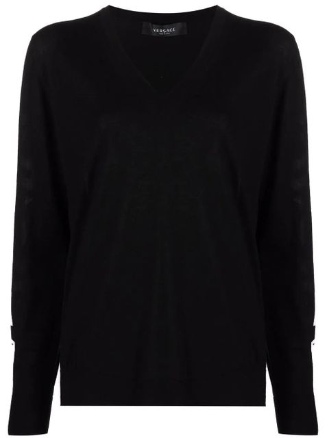 Versace logo-intarsia wool jumper - Black - zdjęcie produktu nr 1