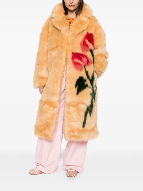 FARM Rio floral-motif faux-fur coat - Neutrals - zdjęcie produktu nr 2