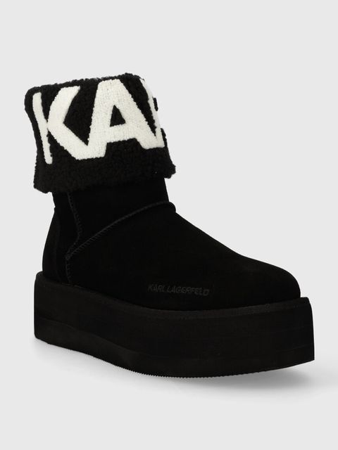 Karl Lagerfeld śniegowce zamszowe THERMO kolor czarny KL48552 - zdjęcie produktu nr 2