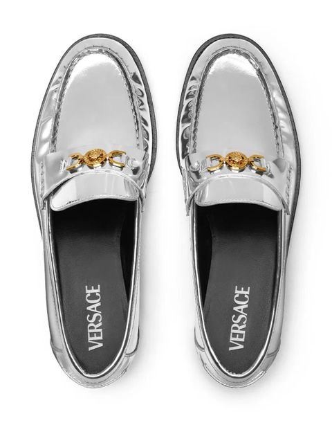Versace Medusa metallic leather loafers - Silver