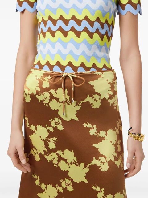 Versace Wild Roses satin midi skirt - Brown
