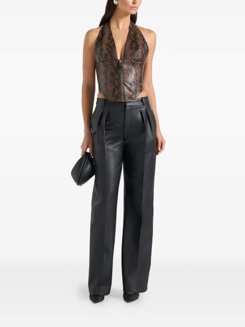 Manière De Voir Sloane python-print halterneck corset top - Brown