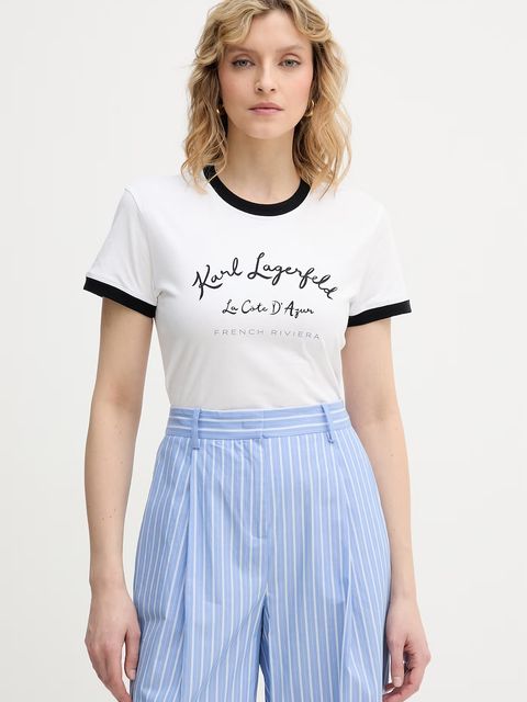 Karl Lagerfeld t-shirt damski bawełniany - zdjęcie produktu nr 1