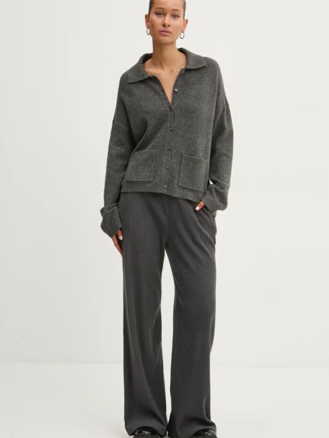 Abercrombie & Fitch kardigan z domieszką wełny kolor szary KI150-4223