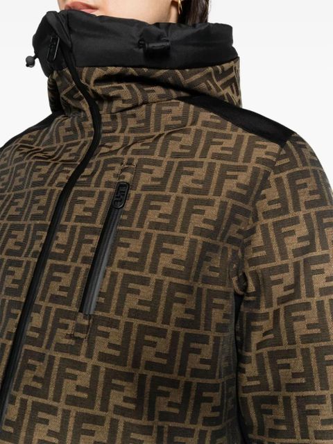 FENDI FF-jacquard canvas ski jacket - Brown