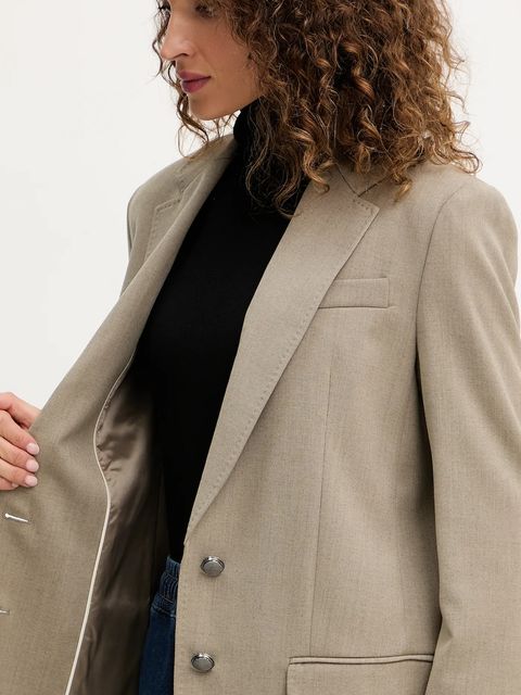 Marella marynarka z wełną kolor zielony jednorzędowa gładka 2523046101200