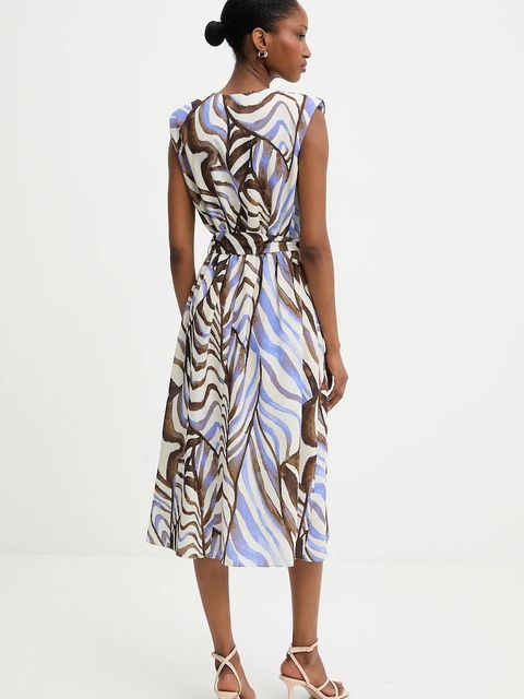 Answear.LAB sukienka kolor niebieski midi rozkloszowana