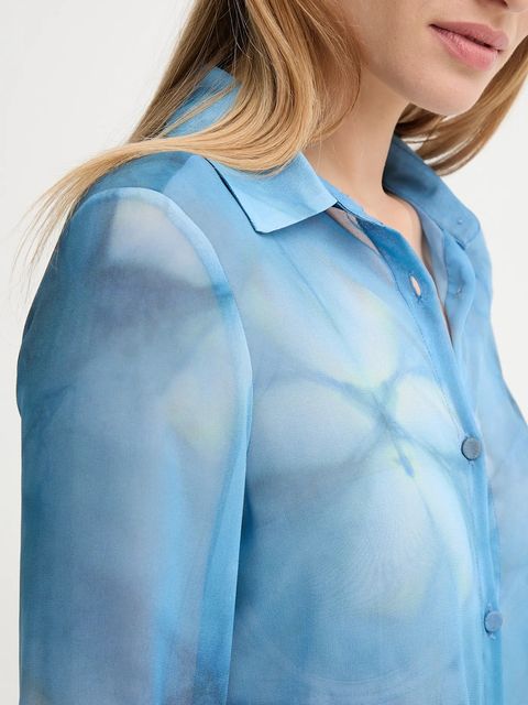 Sandro Ferrone koszula damska kolor niebieski regular z kołnierzykiem klasycznym S32XBEMACEY