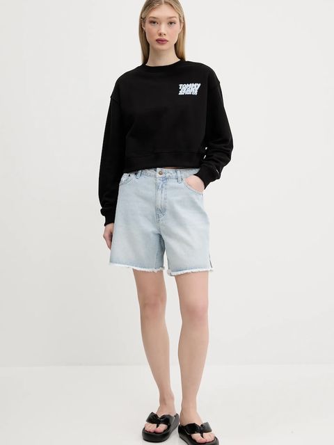 Karl Kani szorty jeansowe damskie kolor niebieski gładkie high waist 6110098 - zdjęcie produktu nr 2