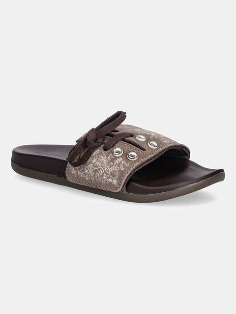 adidas klapki zamszowe Adilette Comfort damskie kolor brązowy JS4597 - zdjęcie produktu nr 1