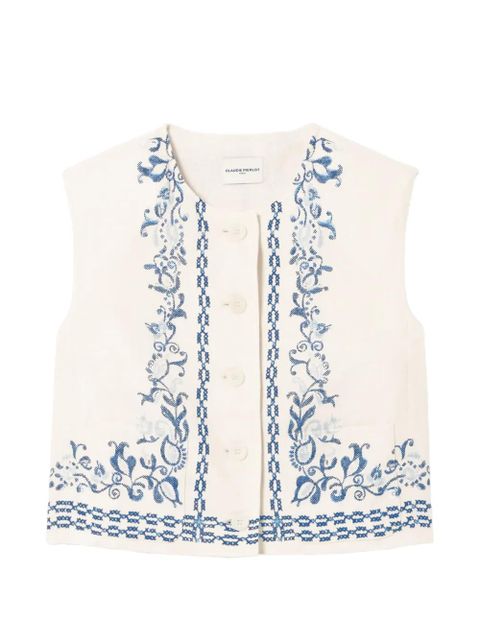 Claudie Pierlot floral-print linen waistcoat - Neutrals - zdjęcie produktu nr 1