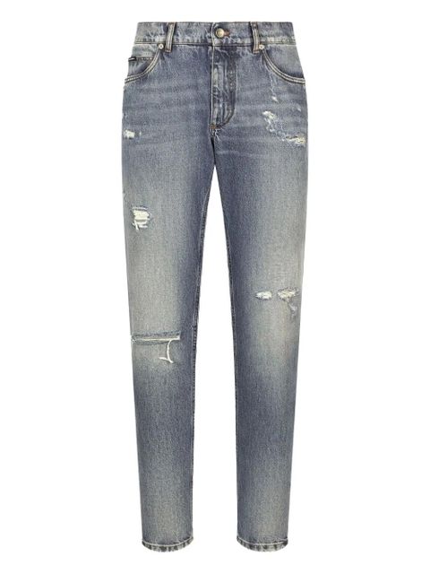 Dolce & Gabbana distressed logo-plaque jeans - Blue - zdjęcie produktu nr 1