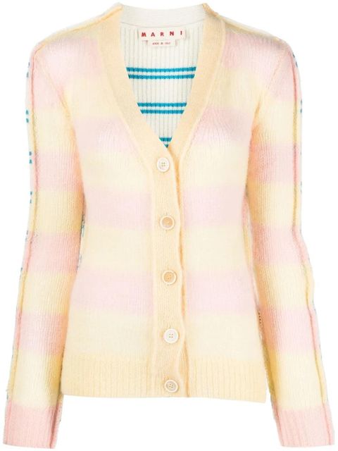 Marni stripe-pattern cardigan - Yellow - zdjęcie produktu nr 1