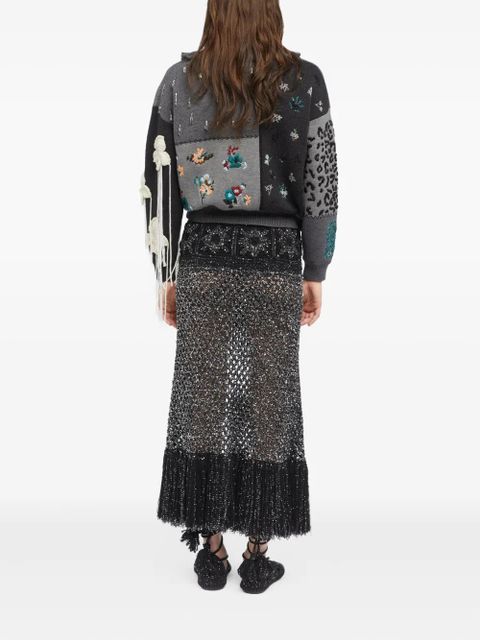 Alanui Midnight in Manhattan embellished fringed cardigan - Grey - zdjęcie produktu nr 2