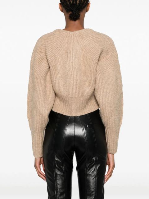 Cult Gaia Casella ribbed-knit cropped cardigan - Neutrals