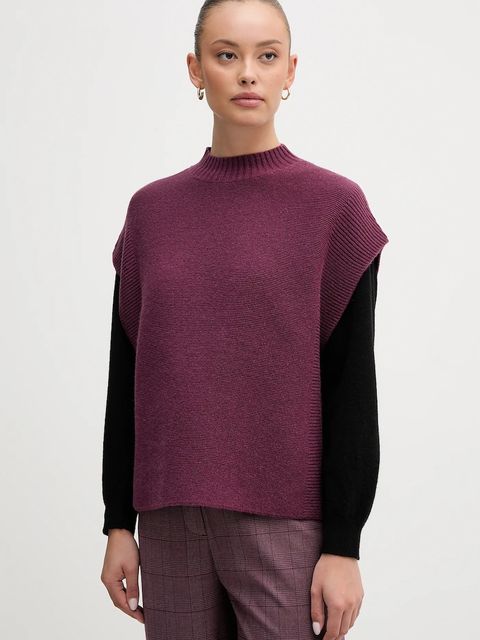 United Colors of Benetton kamizelka z dodatkiem wełny damski kolor fioletowy z półgolfem 1244D10EF - zdjęcie produktu nr 1