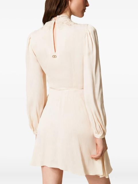 TWINSET lace-insert wrap dress - Neutrals