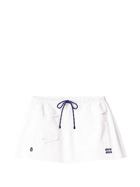 Miu Miu flap-pockets logo-detail mini skirt - White - zdjęcie produktu nr 2
