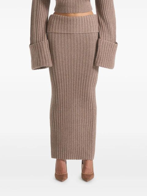 Manière De Voir Lyra foldover knitted maxi skirt - Neutrals - zdjęcie produktu nr 1