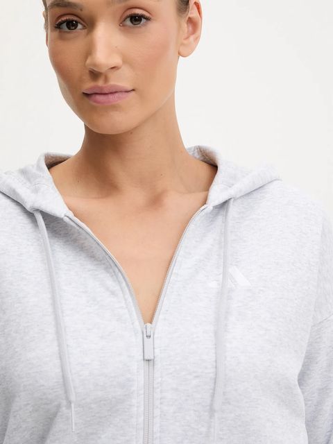 adidas bluza 3-Stripes damska kolor szary z kapturem melanżowa JX7648