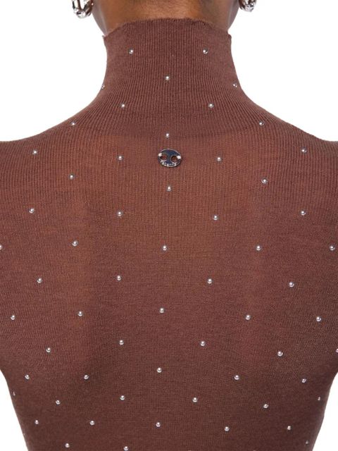 Rabanne embellished-details turtleneck top - Brown