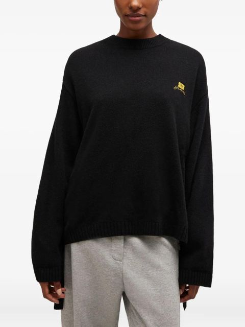 GANNI tie-detail sweater - Black