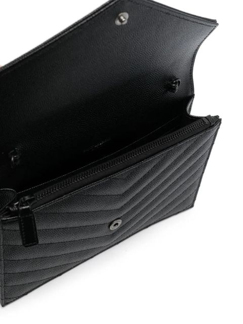 Saint Laurent Cassandre leather wallet-on-chain - Black