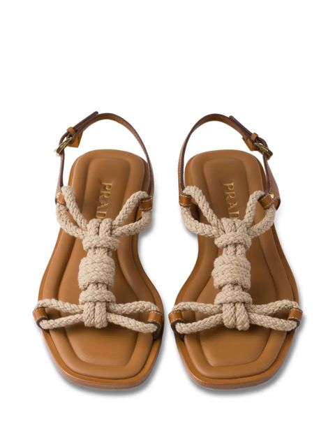 Prada rope-embellished flat sandals - Brown - zdjęcie produktu nr 2