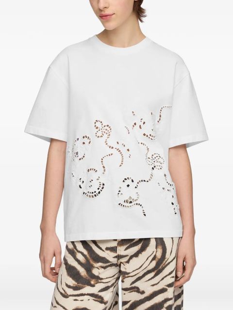 GANNI broderie-anglaise T-shirt - White