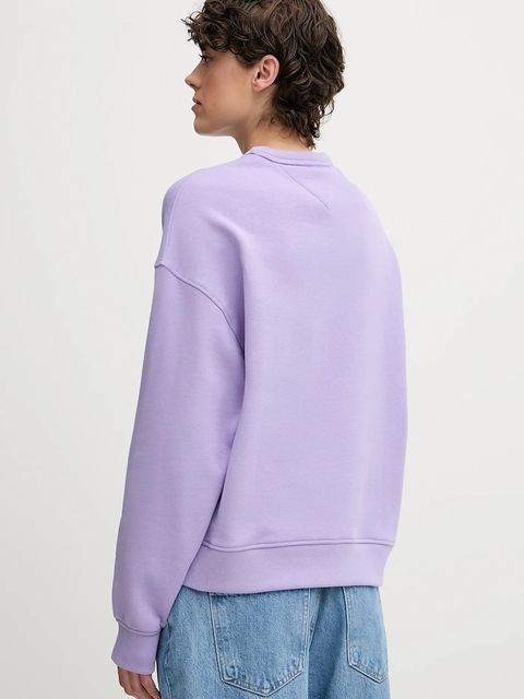 Tommy Jeans bluza bawełniana damska kolor fioletowy gładka DW0DW19408 - zdjęcie produktu nr 2