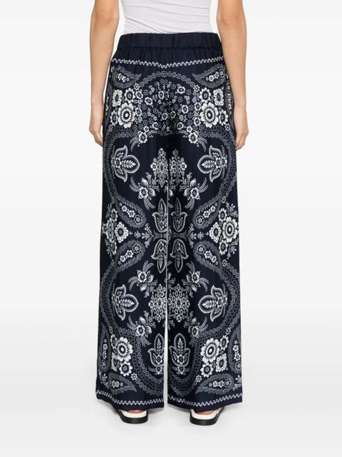 Maje bandana-print wide-leg trousers - Blue