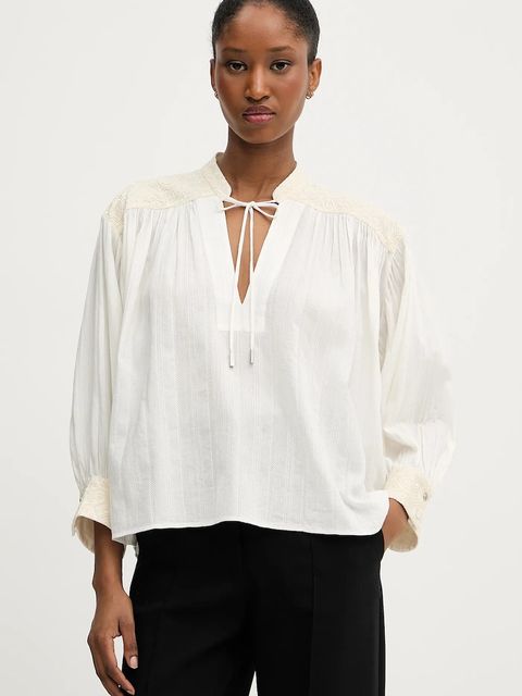 BOSS Orange bluzka bawełniana damska kolor beżowy z aplikacją 50546176 - zdjęcie produktu nr 1