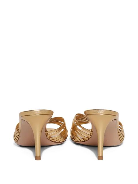 Gianvito Rossi leather-trimmed knotted mules - Gold - zdjęcie produktu nr 2
