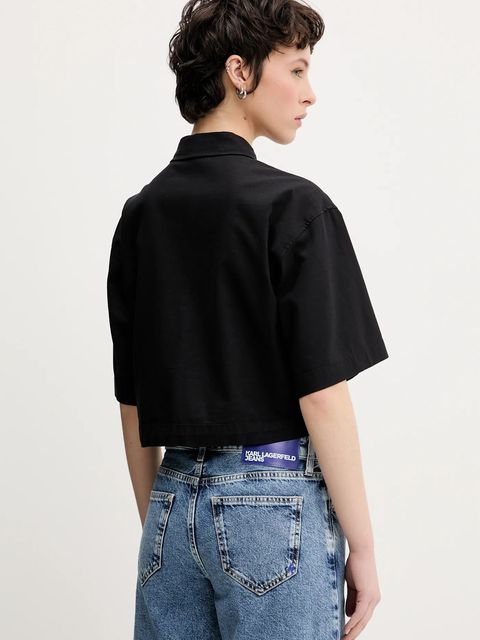 Karl Lagerfeld Jeans koszula damska kolor czarny relaxed z kołnierzykiem klasycznym A2W11001 - zdjęcie produktu nr 2
